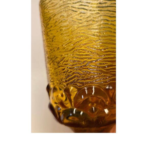 Brockway Glass Monterey Gold Water Wine Goblet. Textured Yellow, Amber Footed - Picture 4 of 5